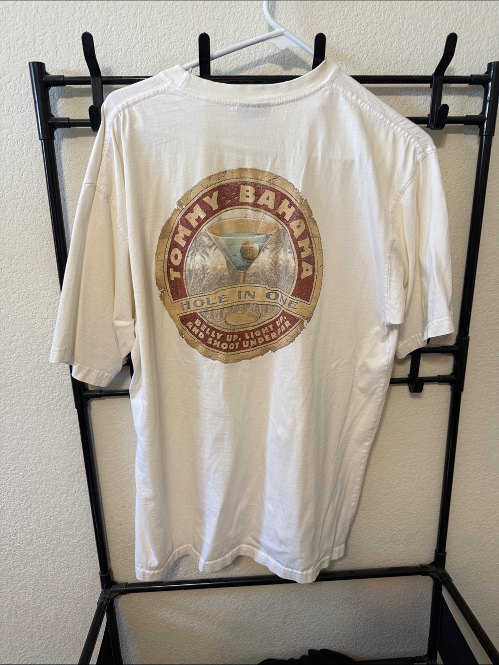 Tommy Bahama White Short-Sleeve Tee with Vintage Martini Back Graphic